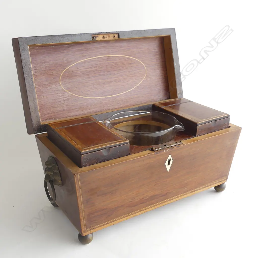 ANTIQUE INLAID TEA CADDY W.340mm Image 1++