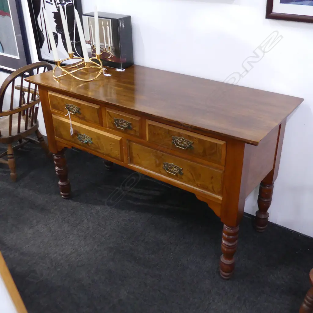 EDWARDIAN SIDE TABLE w. 5 DRAWERS 1220 x 490 x 710mm Image 1++