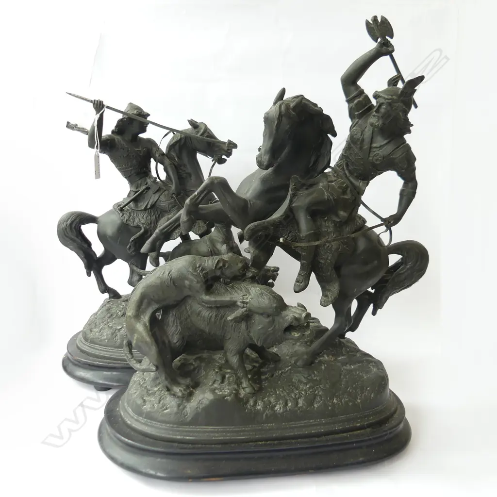 PR SPELTER MARLY HORSES H.385mm Image 1++