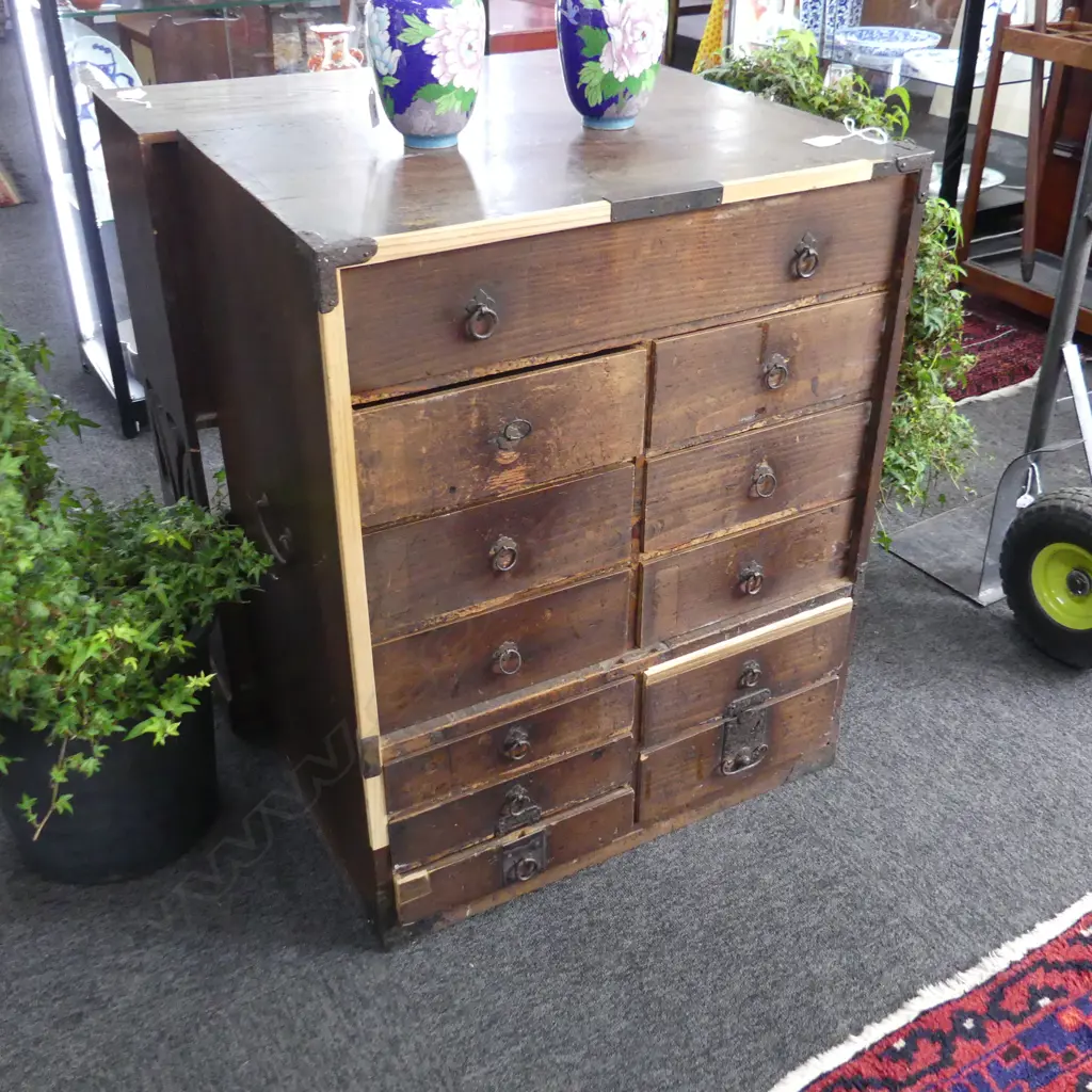 19thC. JAPANESE COLLECTOR'S CHEST 12 DRAWERS some later repairs 605 x 415 x 760mm Image 1++