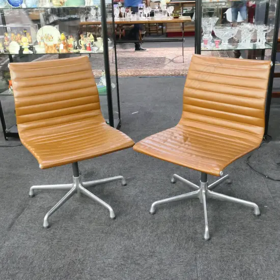 PR EAMES TAN LEATHER CONFERENCE CHAIRS EA330 265