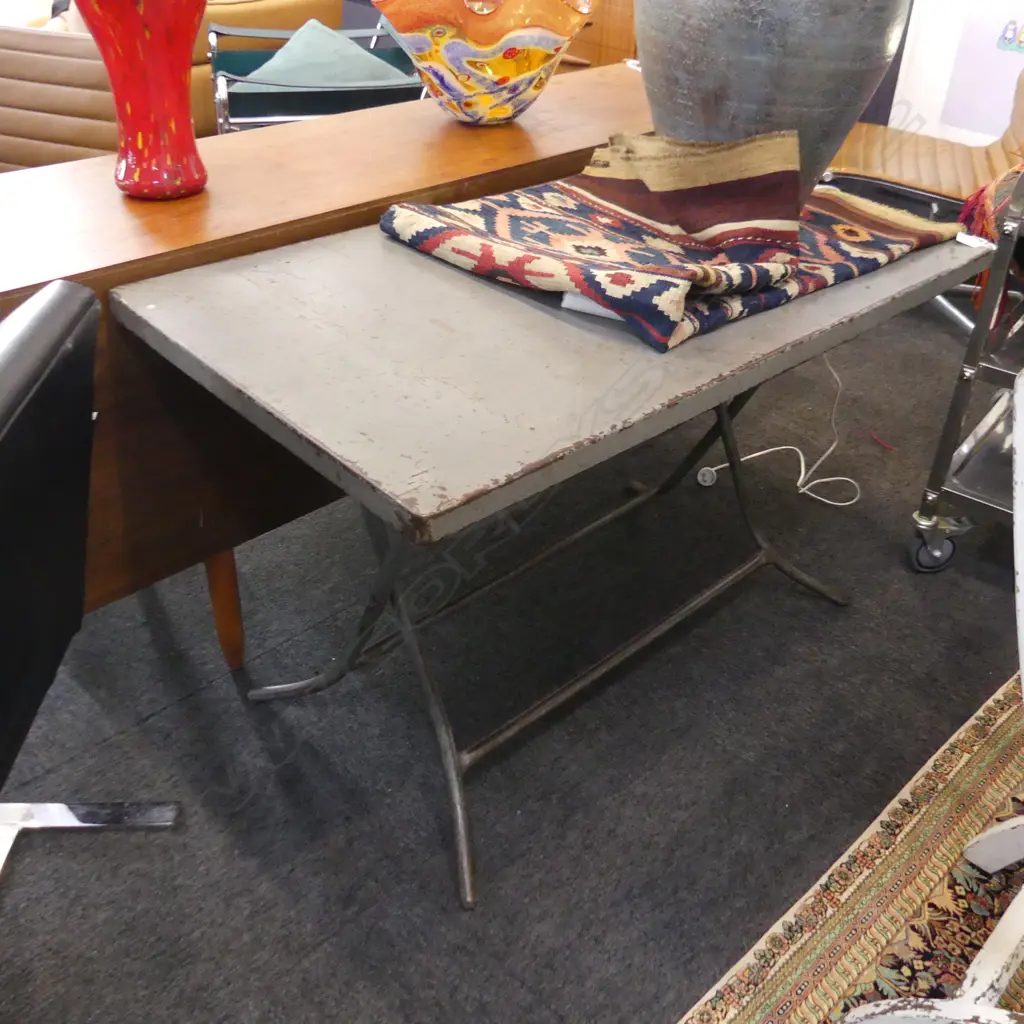 VINTAGE METAL INDUSTRIAL STYLE FOLDING TABLE 1115 x 610 x 700mm Image 1++
