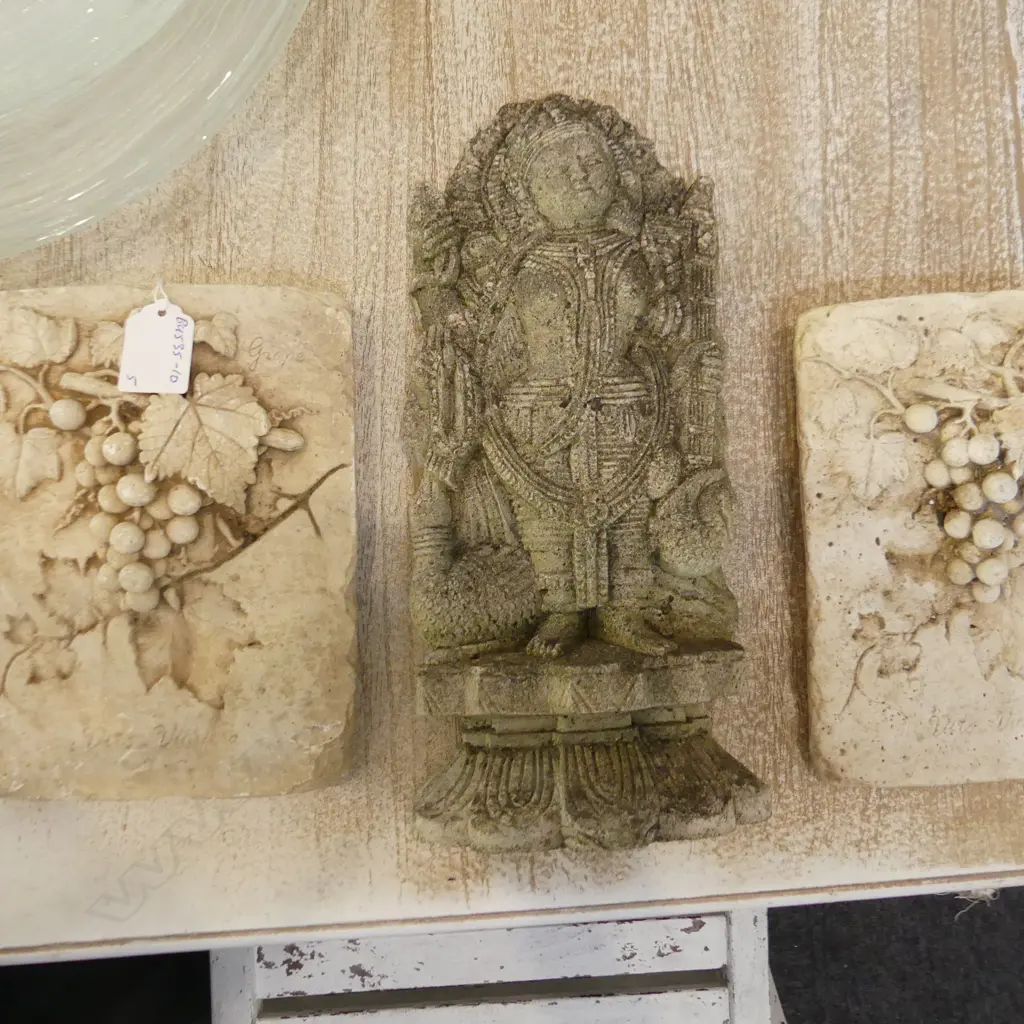 CONCRETE BUDDHA + FOUR CONCRETE WALL PLAQUES (BUDDHA H.280mm.) Image 1++