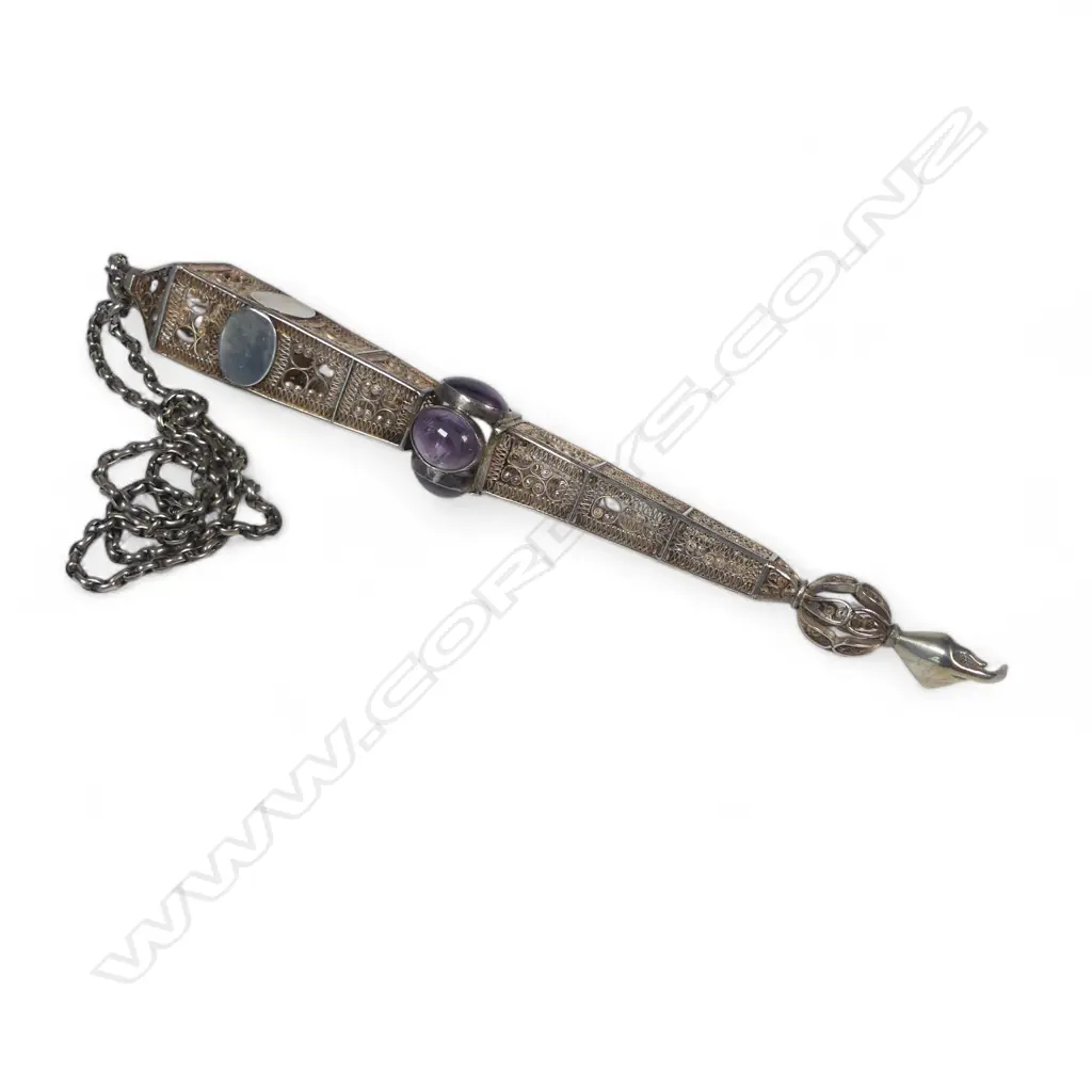 An unmarked, probably silver filigree yad, or Torah pointer, Image 1++