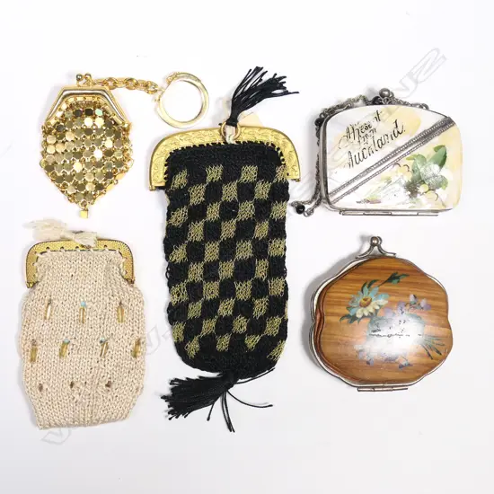 Five miscellaneous small coin purses.