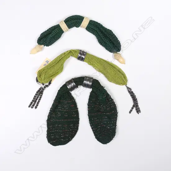 Three miser, ring or stocking purses with ivorine or cut steel fittings