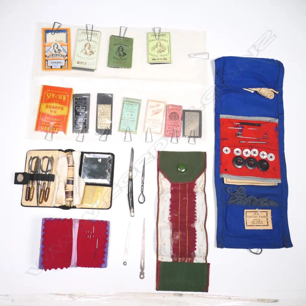 A RNZAF Patriotic Funds repair kit (hussif*), plus three others needle kts, along with bodkins and original needle packets, Image 1++