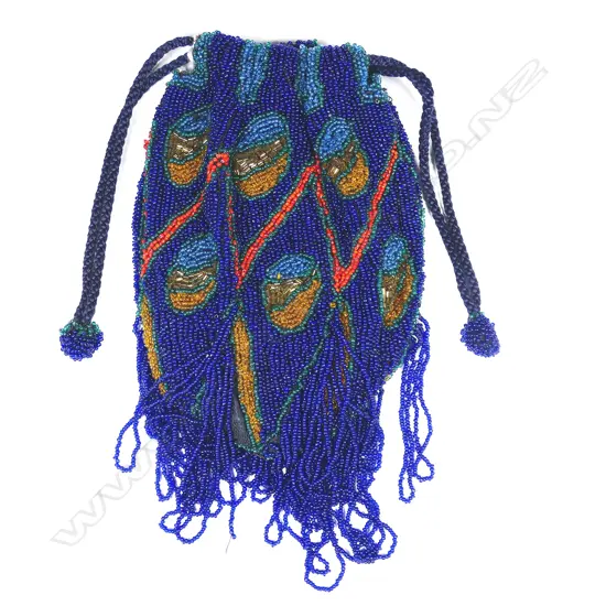 A Belgium Art Deco colourfully beaded reticule,