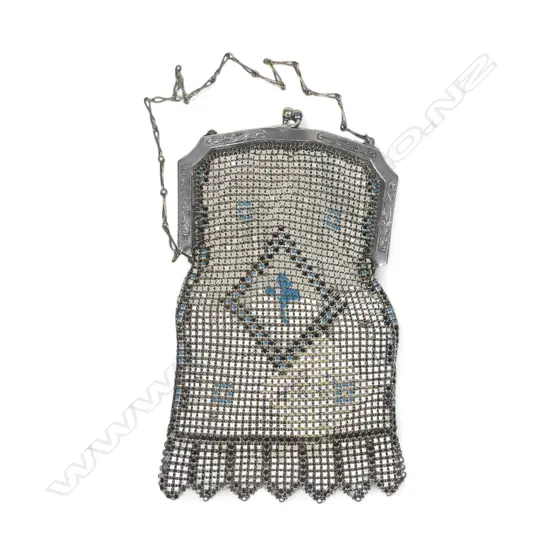 An American 1930s vintage mesh purse, collab design by Elsa Schiaparelli and manufacturer Whiting and Davis,