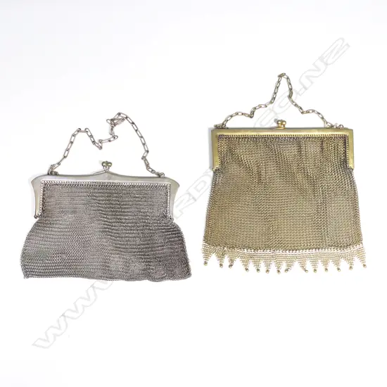 Two Edwardian chain mail mesh handbags,