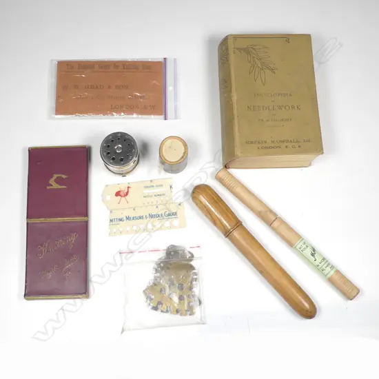 'Encyclopaedia of Needlework' by Thérèse de Dillmont plus selection of needle sizers,