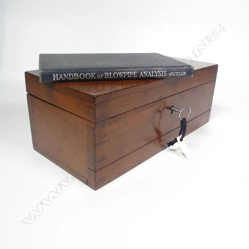 A good and virtually complete English c.1880, two-layer dovetailed mahogany boxed, blowpipe analysis set, with Society of Arts label with index to inside of lid, Image 1++