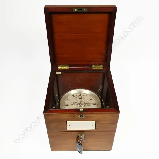 An early 20thC two day marine chronometer by William Woods, Maker to the Admiralty, 69 Lord Street, Liverpool, numbered 612, running,