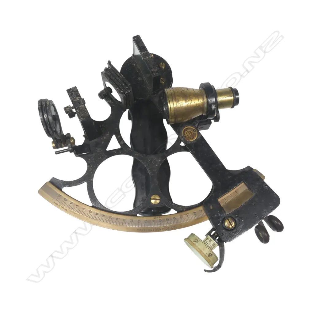 A WWII period three ring sextant by Henry Hughes & Son Ltd., London, (Husun), Image 1++