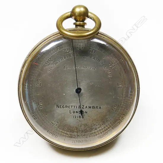 A brass cased compensated pocket barometer-altimeter by Negretti & Zambra, London, No.12186,