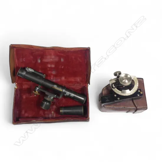 A Stanley, London pocket telescopic reflecting level along with an E.R. Watts & Sons, London inclinometer