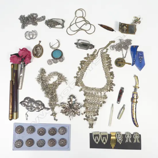 A box of miscellaneous costume jewellery, etc.