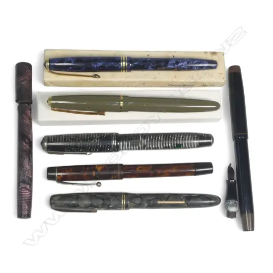 Seven assorted fountain pens/ part pens with 14ct gold nibs