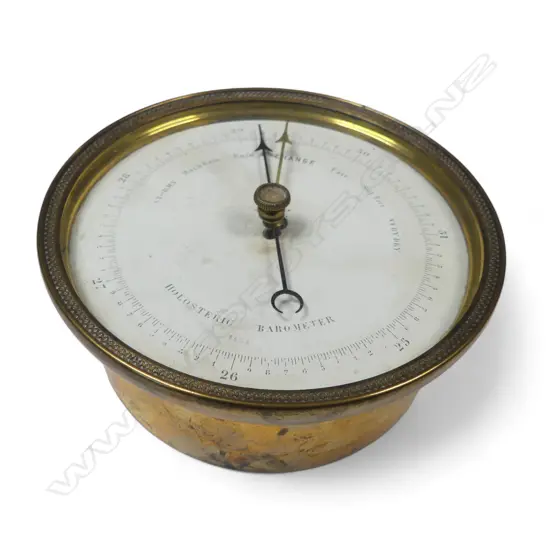 Circular brass cased 'Holosteric Barometer',  Dia.125mm