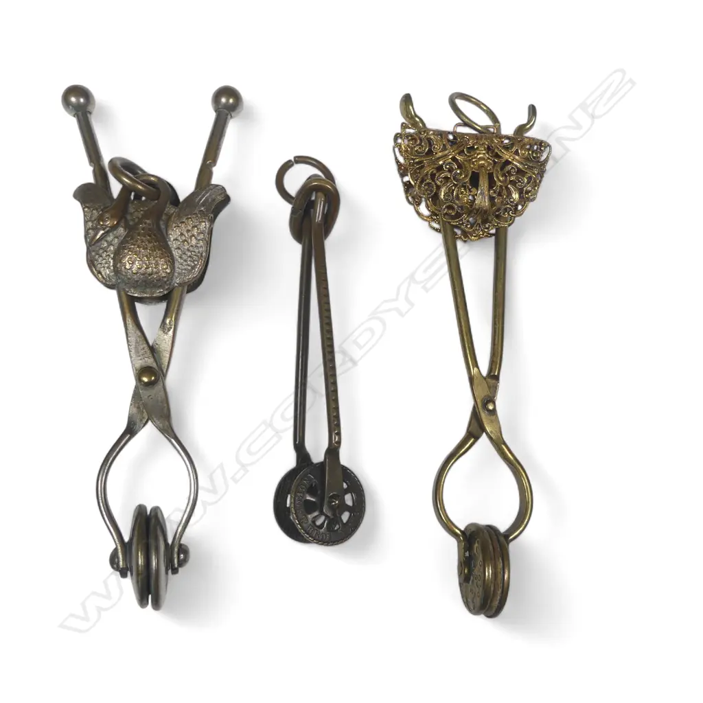 Three Victorian period skirt lifters / holders, marked Fyfe's Patent and 'The Eureka' Bancroft Bros., Image 1++
