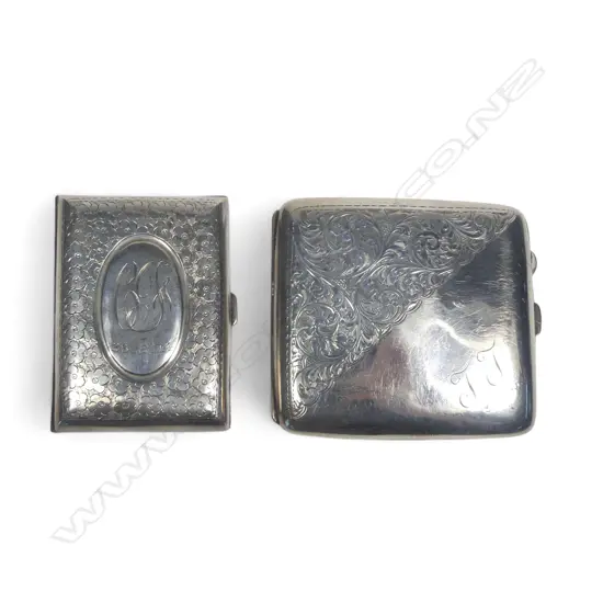 Two sterling silver cigarette cases, Birmingham 1910 and 1922. Total 145gm