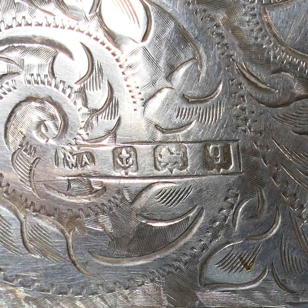 A sterling silver finger ring purse Birmingham 1915 and card case London 1909, Image 1++