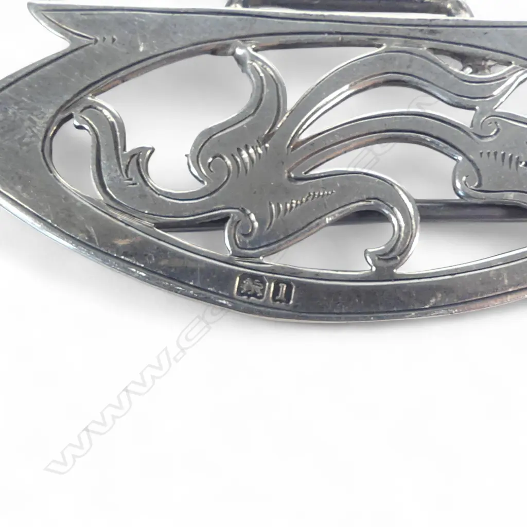 A NZ silver and agate belt buckle by Hosie & Bell*; a two piece sash belt buckle Birmingham 1910; a pair of shoe buckles Birmingham 1909; half an Art Nouveau buckle Birmingham 1903; pair hat pin cockerel finials Birmingham 1909. Image 1++