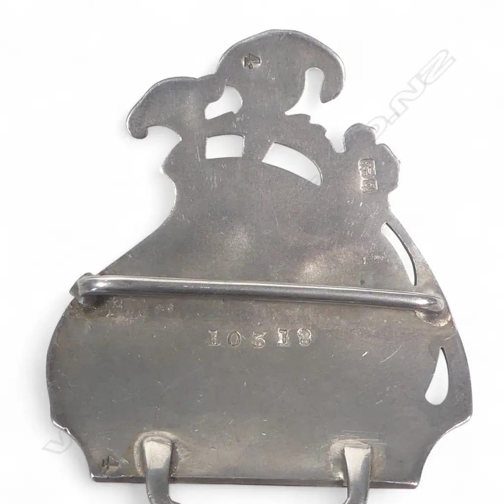 A NZ silver and agate belt buckle by Hosie & Bell*; a two piece sash belt buckle Birmingham 1910; a pair of shoe buckles Birmingham 1909; half an Art Nouveau buckle Birmingham 1903; pair hat pin cockerel finials Birmingham 1909. Image 1++