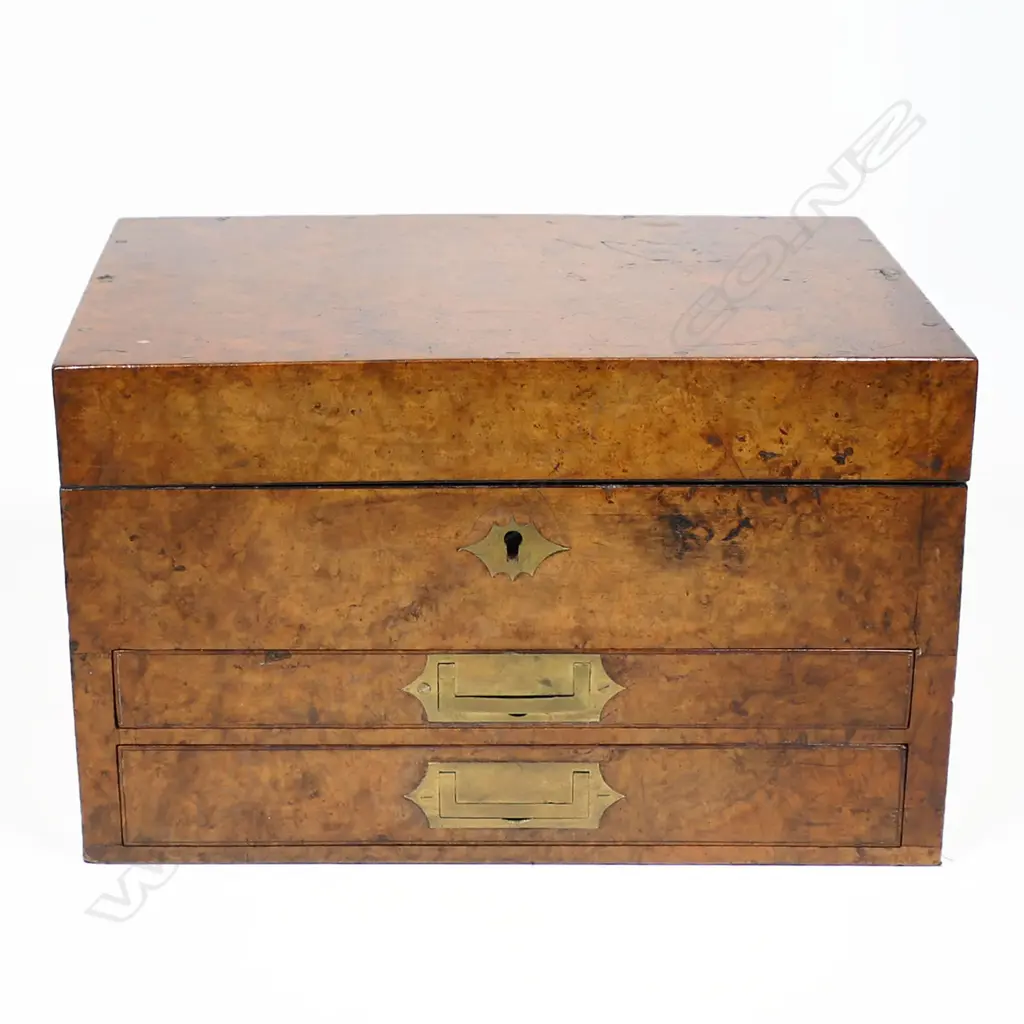 A 19thC homeopathic apothecary box with two fitted drawers, Image 1++