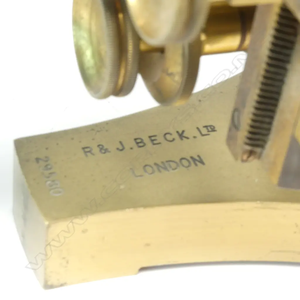 An early 20thC all brass monocular microscope by R & J Beck Ltd, London, number 29580 Image 1++