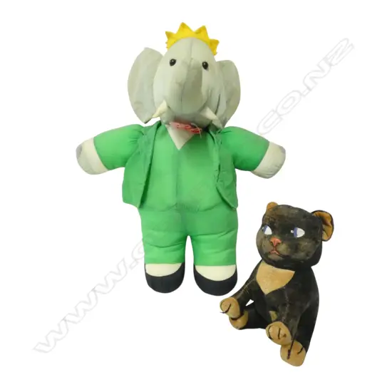 Two vintage tagged soft toy animals,