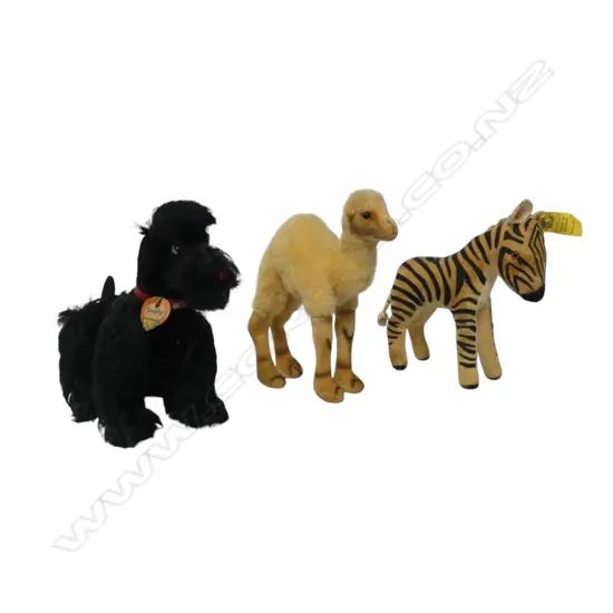 Three vintage soft toy tagged Steiff animals,