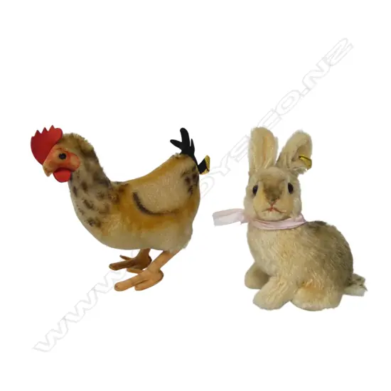 Two vintage soft toy tagged Steiff animals,