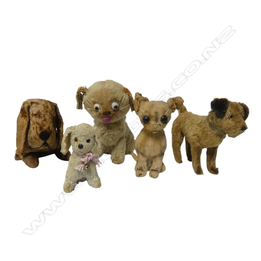 Five vintage untagged soft toy dogs, Image 1++