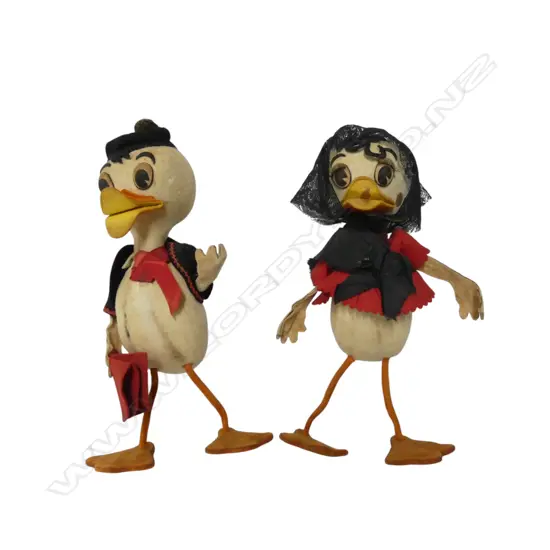 Pair of vintage untagged soft toy Mr and Mrs Duck,