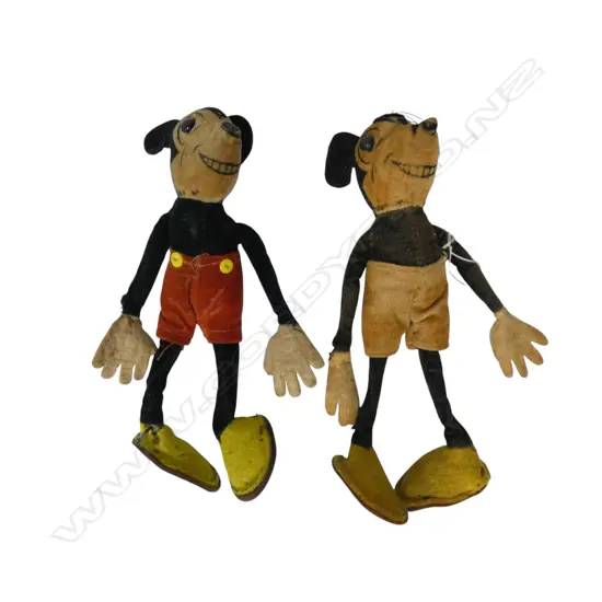 Two vintage felt soft toy Mickey Mouse,