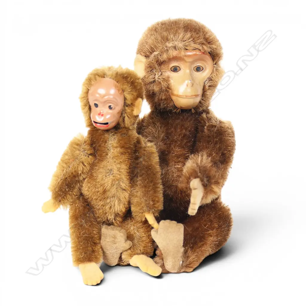 Two small vintage plush soft toy Yes No monkeys, Image 1++