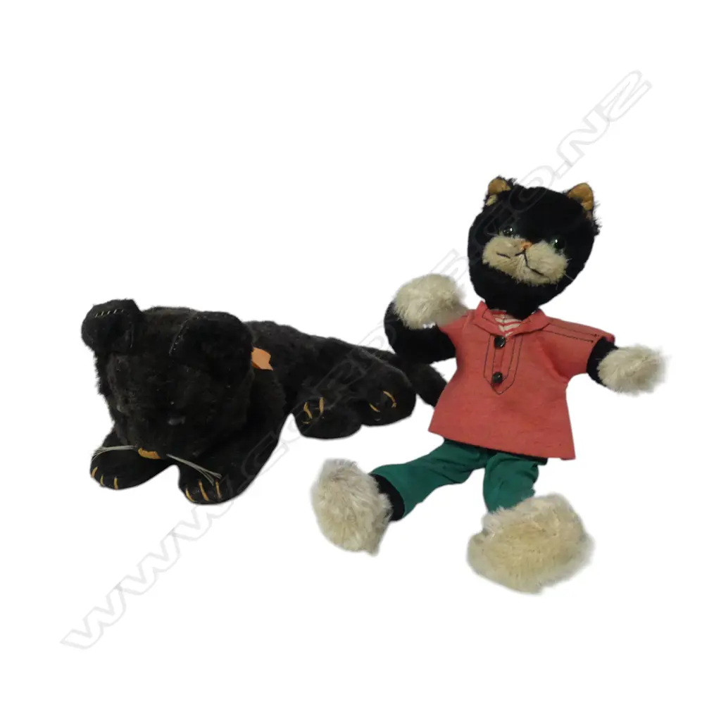 Two vintage plush soft toy cats, Image 1++