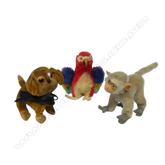 Three vintage soft toy untagged animals,