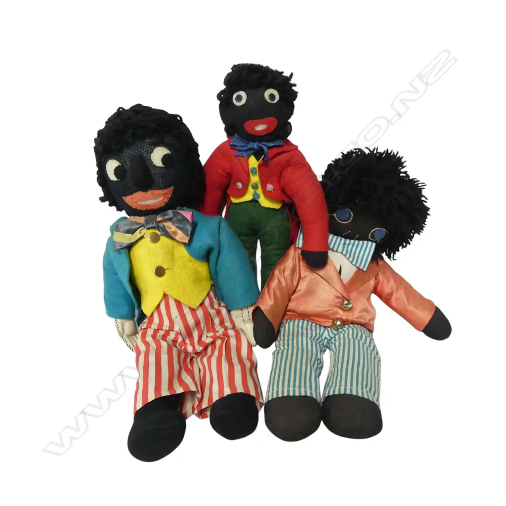 Three untagged vintage Golliwog' soft toys, Image 1++