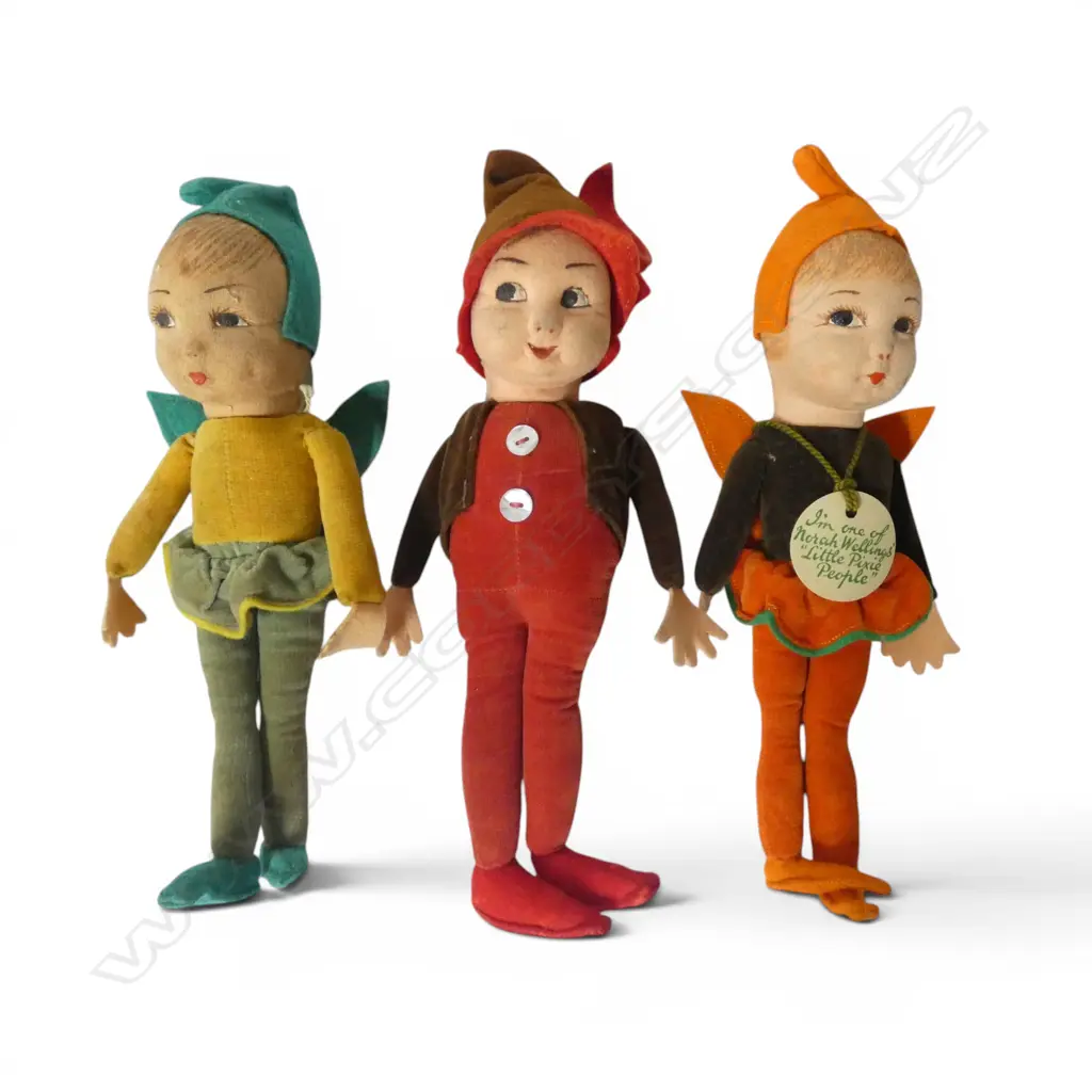 Three vintage Norah Wellings felt Pixie dolls, Image 1++
