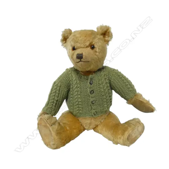 Early 20thC large golden mohair teddy bear,
