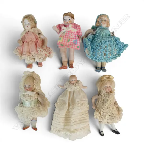 Six early 20thC china small dolls,