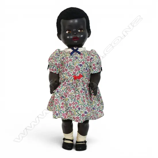 20 inch walking hard plastic black doll,