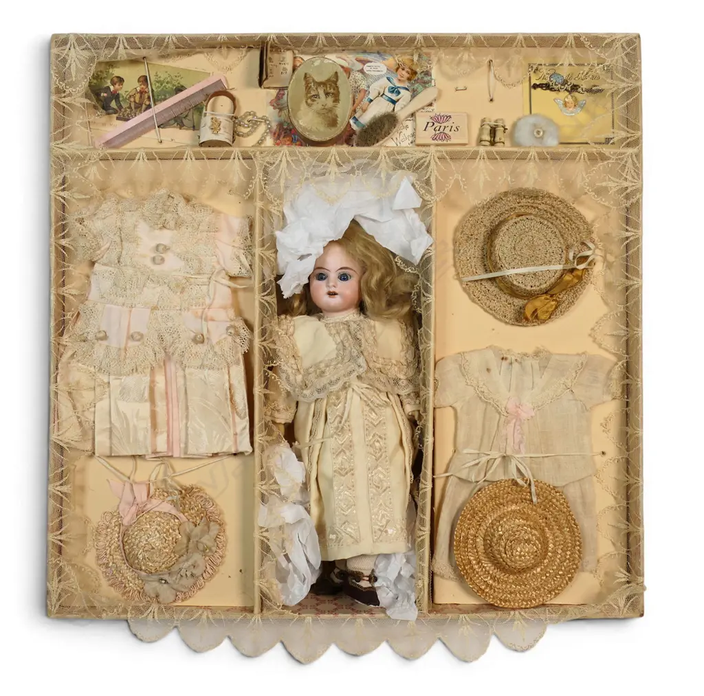Rare boxed antique Armand Marseille German doll with complete ensemble, Image 1++