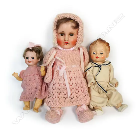 Three vintage sleepy dolls -  two girls and one boy,