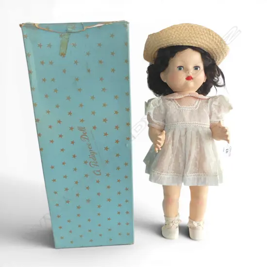 Vintage Pedigree 'walking doll' with straw hat