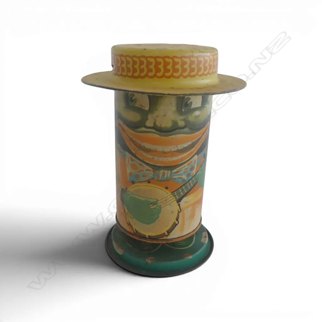 Vintage black Americana tin lithograph money bank, Image 1++