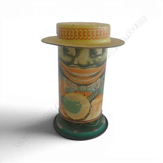 Vintage black Americana tin lithograph money bank,