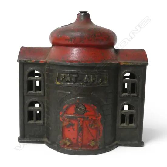 Presto antique cast iron mechanical money box,